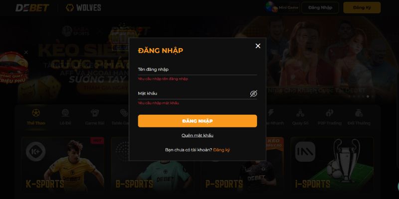 Đăng nhập DEBET nhanh - Không mất thời gian