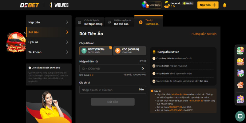 Hỗ trợ Rút Tiền Debet 24/7 – Trải nghiệm dịch vụ nhanh chóng và tiện lợi.