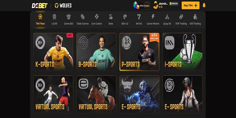 Trải nghiệm những sảnh game đỉnh cao tại Debet